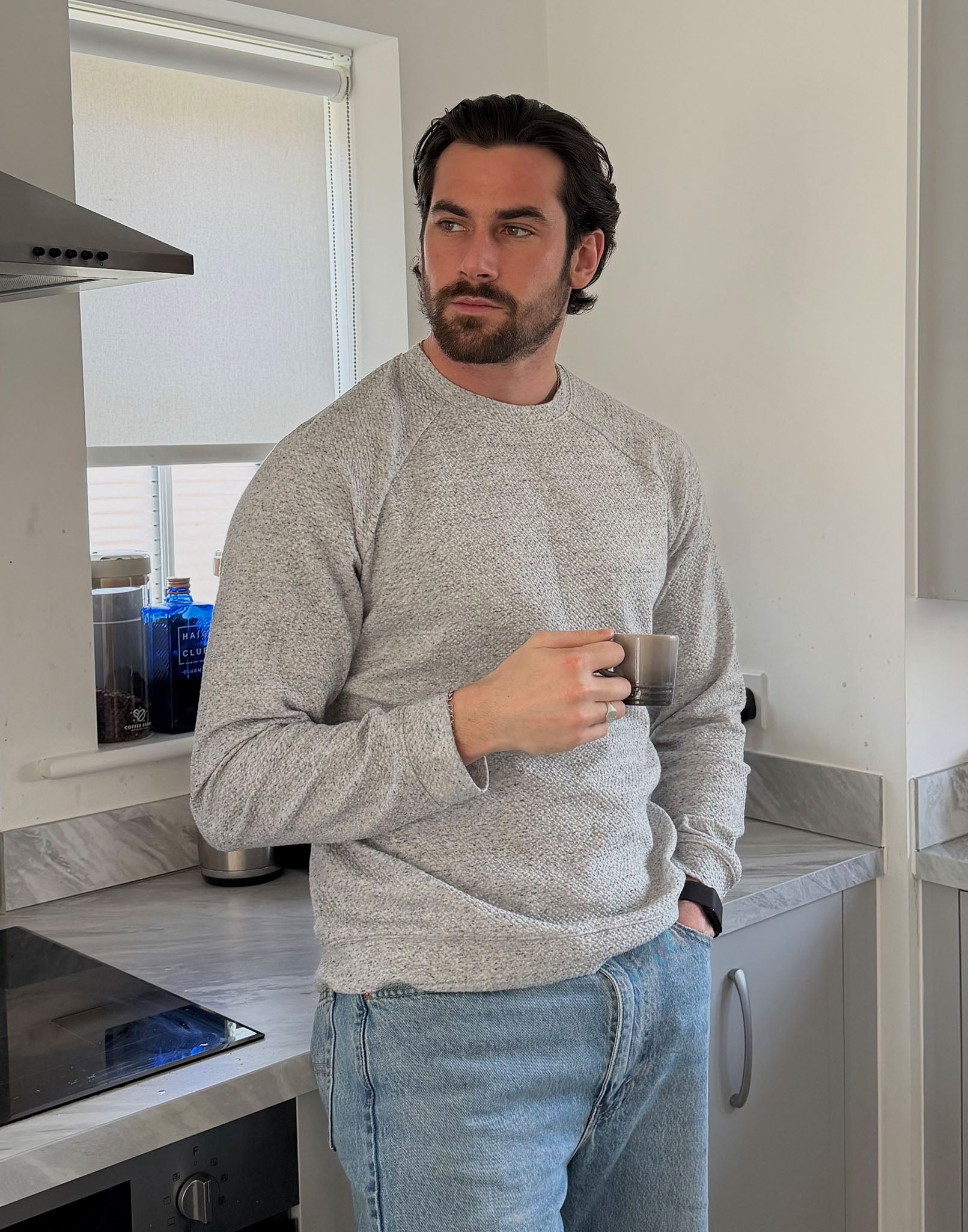 Textured Sweatshirt in Heather Grey