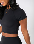 Aurora Crop Tee in Black - T-Shirts - Gym+Coffee IE