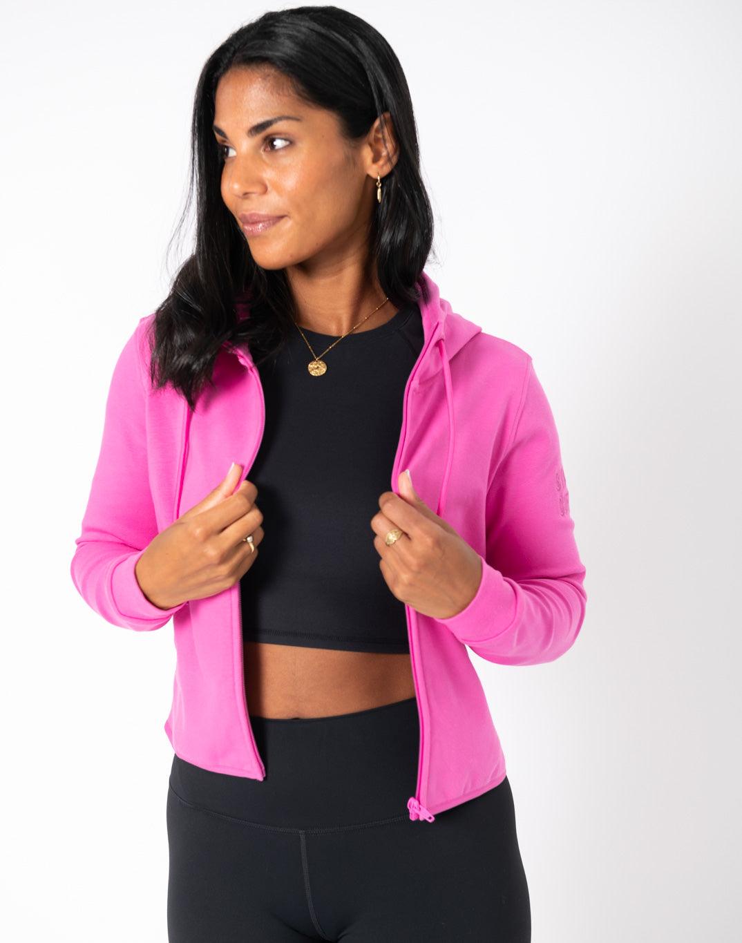 Chill Crop Zip Hoodie in Empower Pink - Hoodies - Gym+Coffee IE