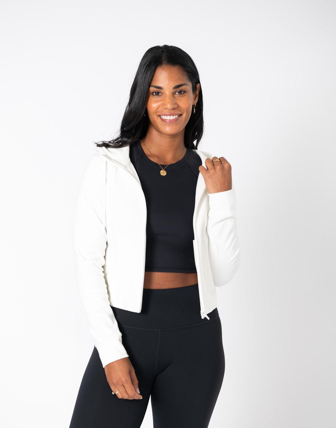 Chill Crop Zip Hoodie in Ivory White - Hoodies - Gym+Coffee IE