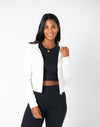 Chill Crop Zip Hoodie in Ivory White