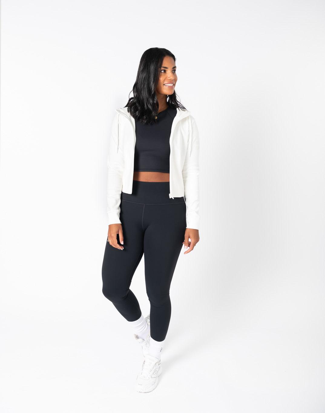 Chill Crop Zip Hoodie in Ivory White - Hoodies - Gym+Coffee IE