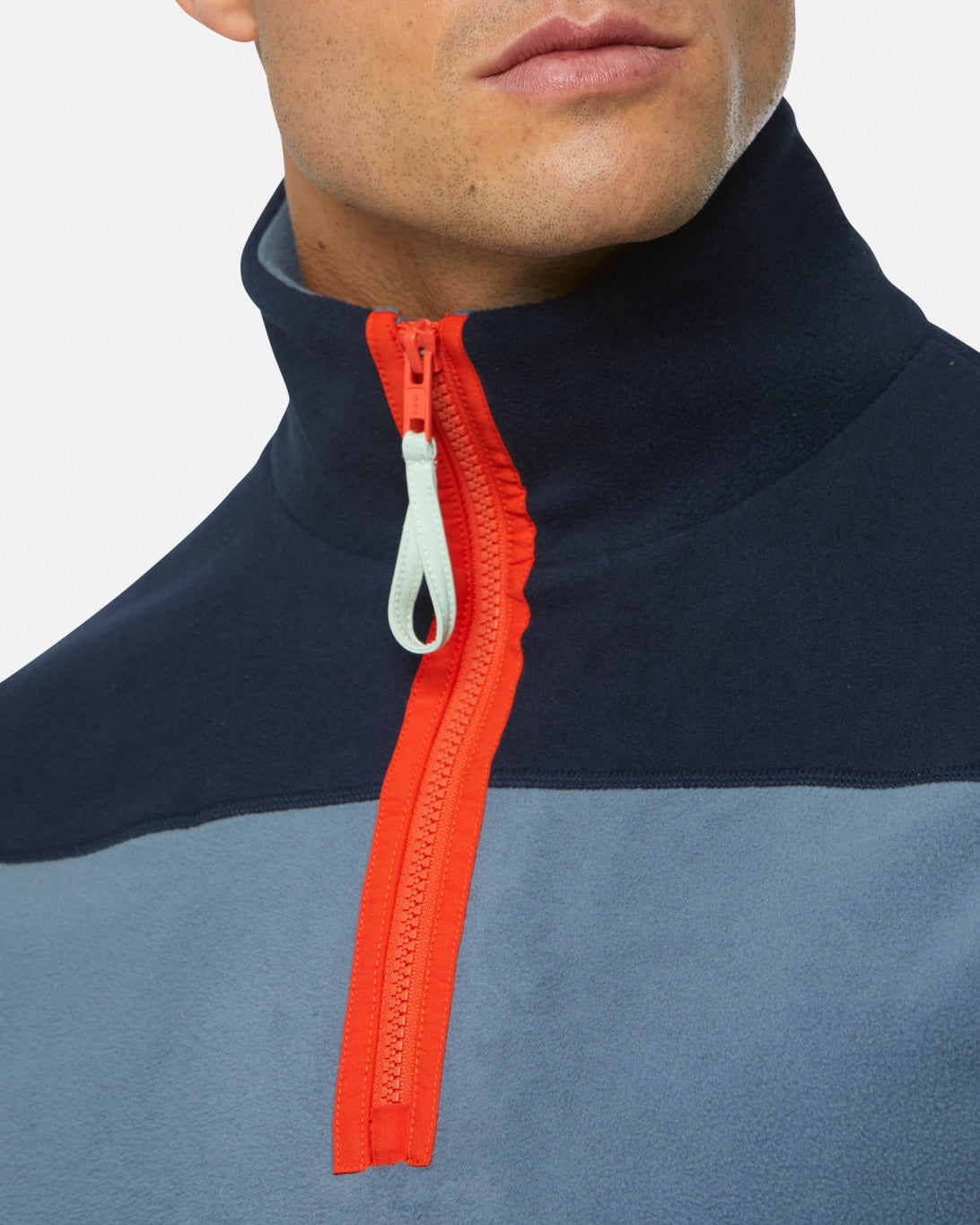 Half Zip Polar Fleece in Stone Blue