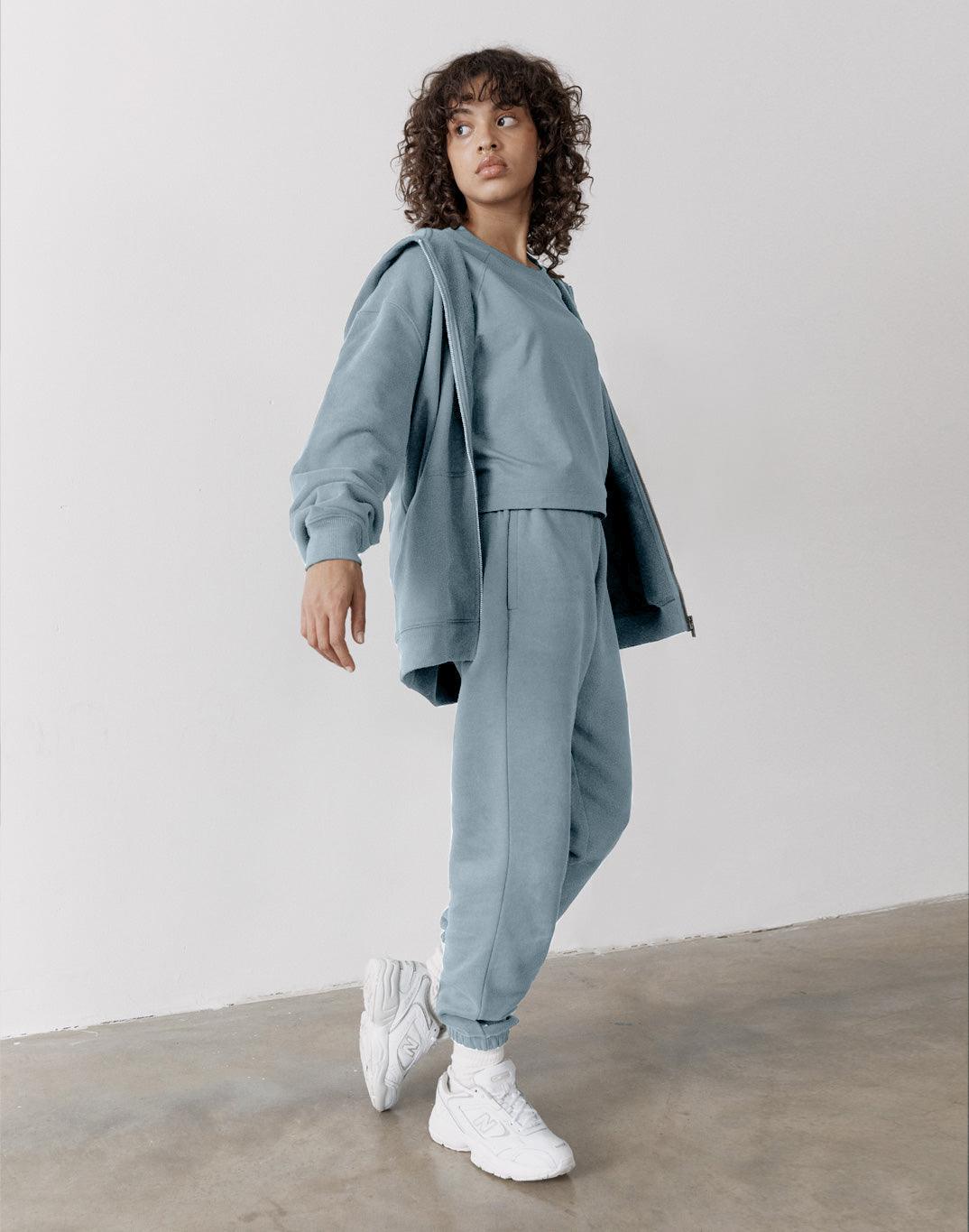 The Oversized Zip Hoodie in Chalk Blue - Hoodies - Gym+Coffee IE