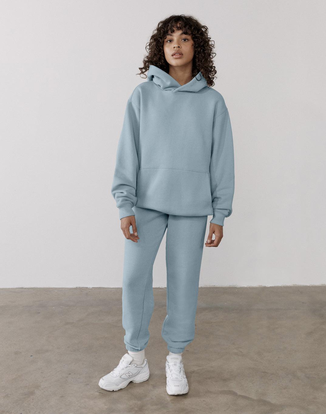 The Oversized Pullover Hoodie in Chalk Blue - Hoodies - Gym+Coffee IE