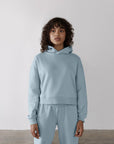 The Womens Pullover Crop Hoodie in Chalk Blue - Hoodies - Gym+Coffee IE