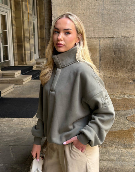 Snap Collar Sierra Sweatshirt in Olive – Gym+Coffee USA