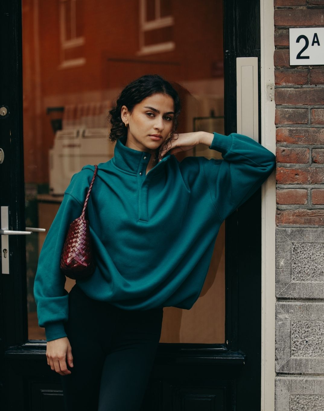 Snap Collar Sierra Sweatshirt in Teal