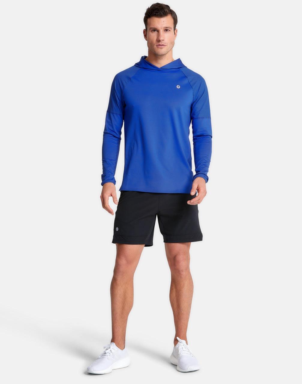 Celero Hooded Long Sleeve in Earth Blue - Mid Layer - Gym+Coffee
