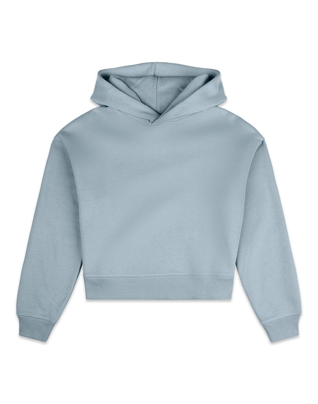 The Womens Pullover Crop Hoodie in Chalk Blue - Hoodies - Gym+Coffee IE