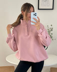 Snap Collar Sierra Sweatshirt in Dusty Pink