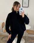 Snap Collar Sierra Sweatshirt in Black