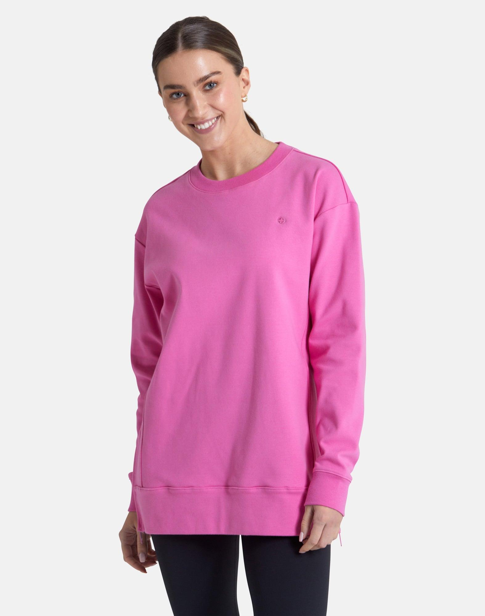 Essential Longline Crew in Empower Pink - Sweatshirts - Gym+Coffee