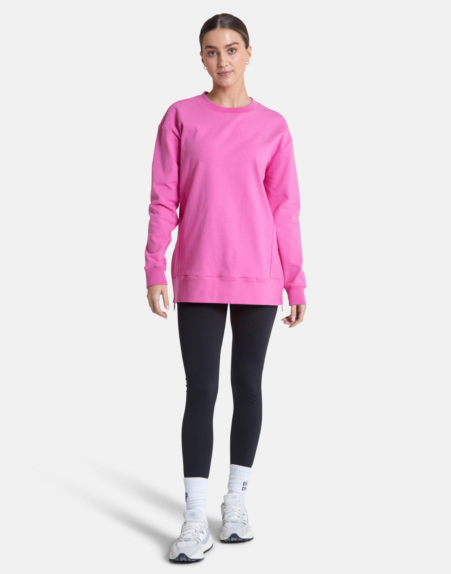 Essential Longline Crew in Empower Pink - Sweatshirts - Gym+Coffee