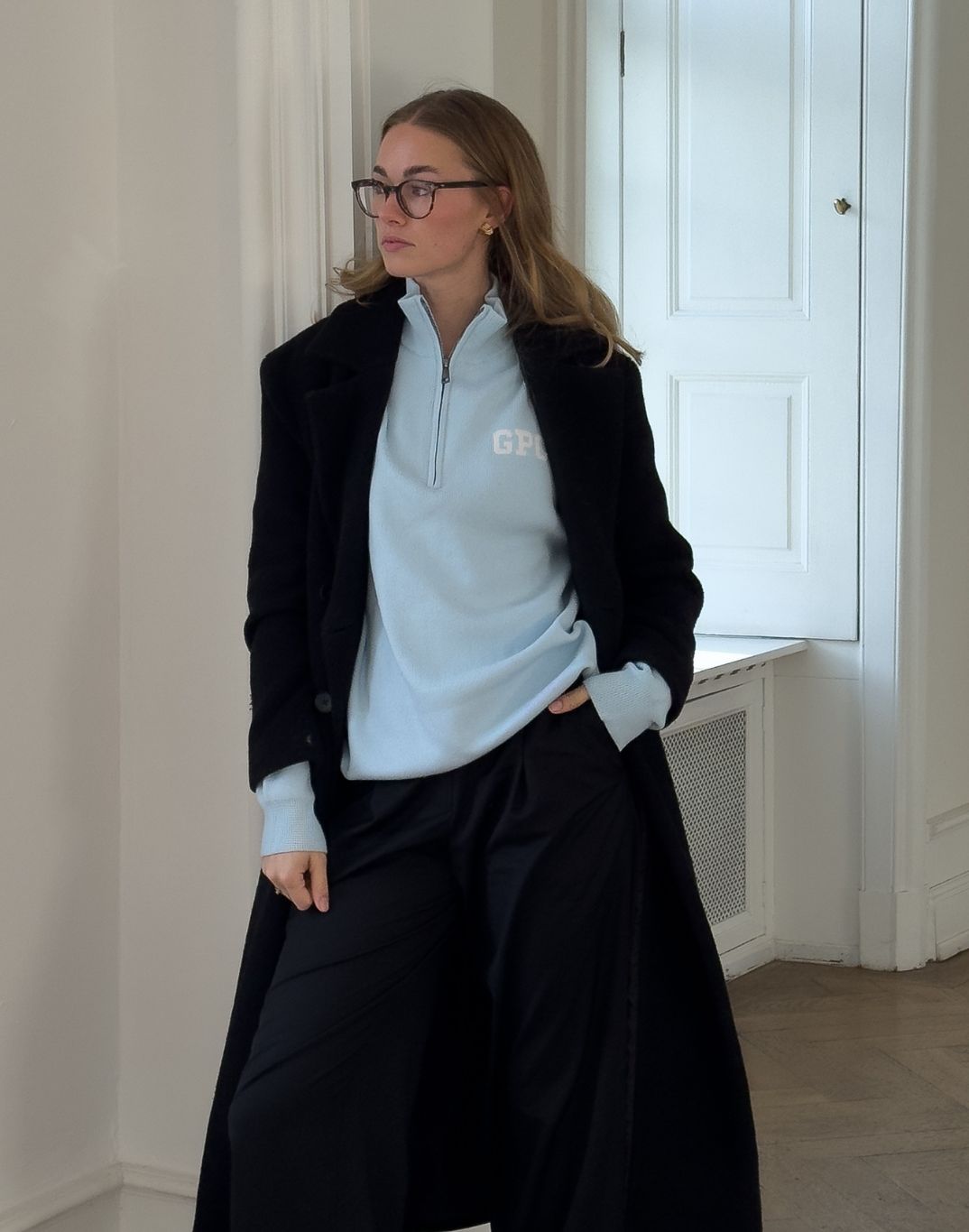 Knit Half Zip in Baby Blue