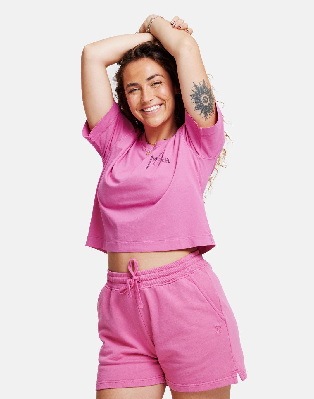 Luna Boxy Tee In Flash Pink - T-Shirts - Gym+Coffee IE
