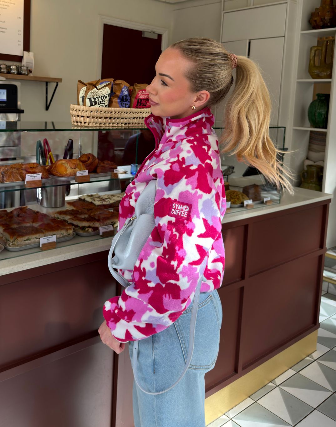 Snap Polar Fleece in Pink Pop Print