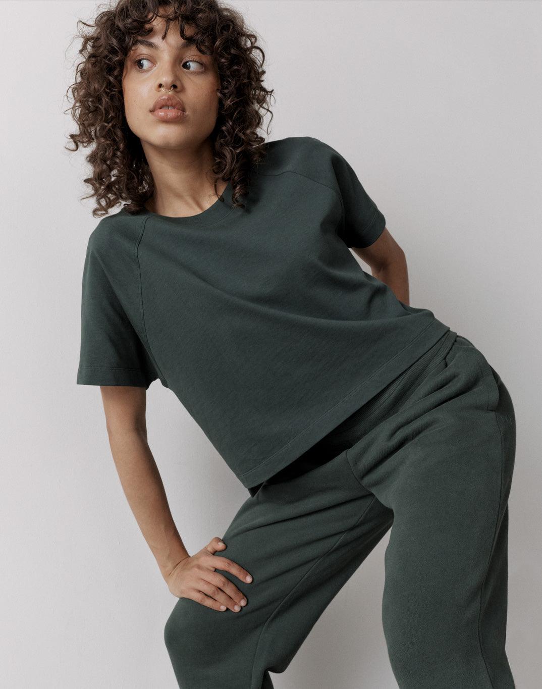 The Womens Crop Tee in Earth Green - T-Shirts - Gym+Coffee IE