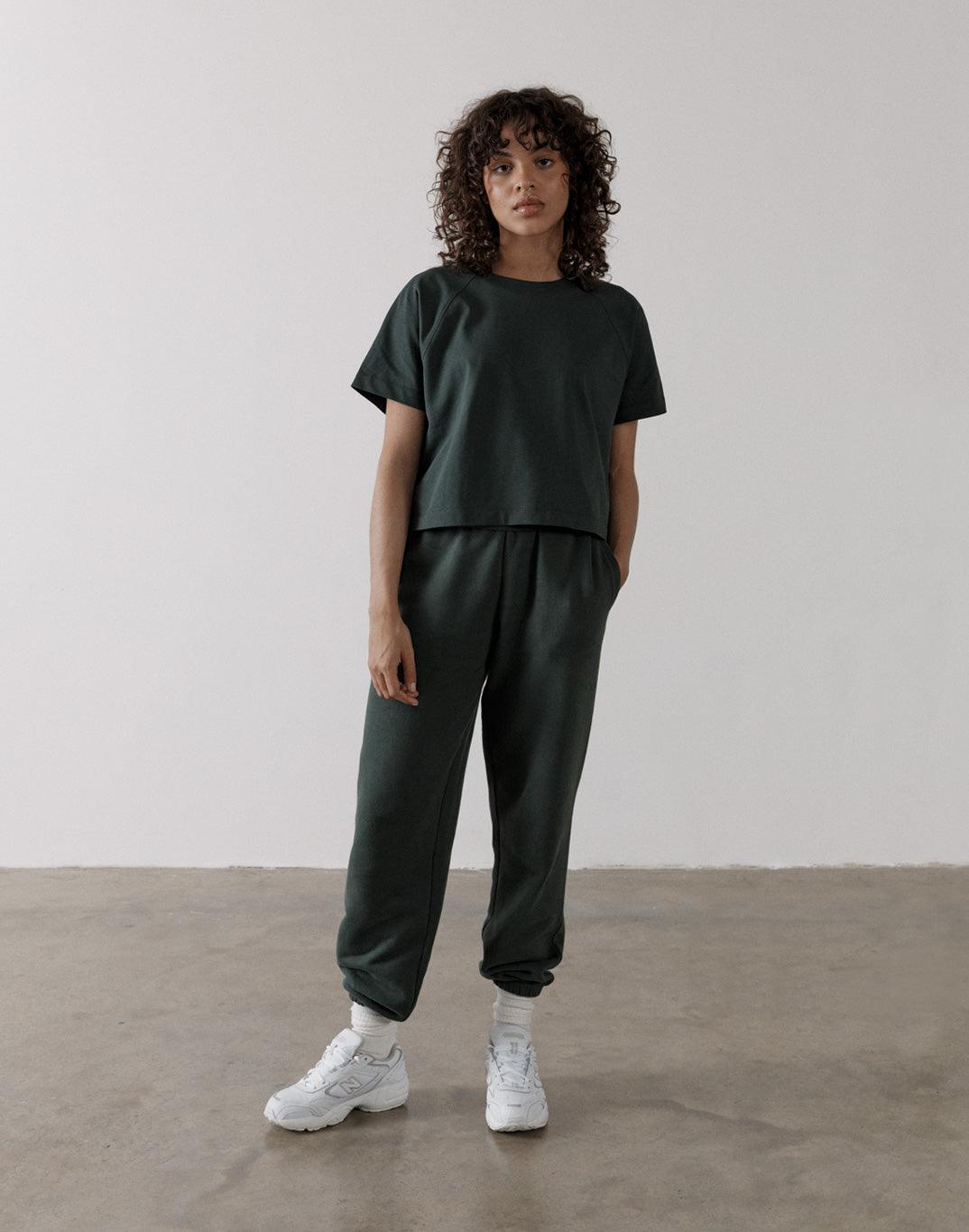 The Women&#39;s Crop Tee in Earth Green - T-Shirts - Gym+Coffee IE