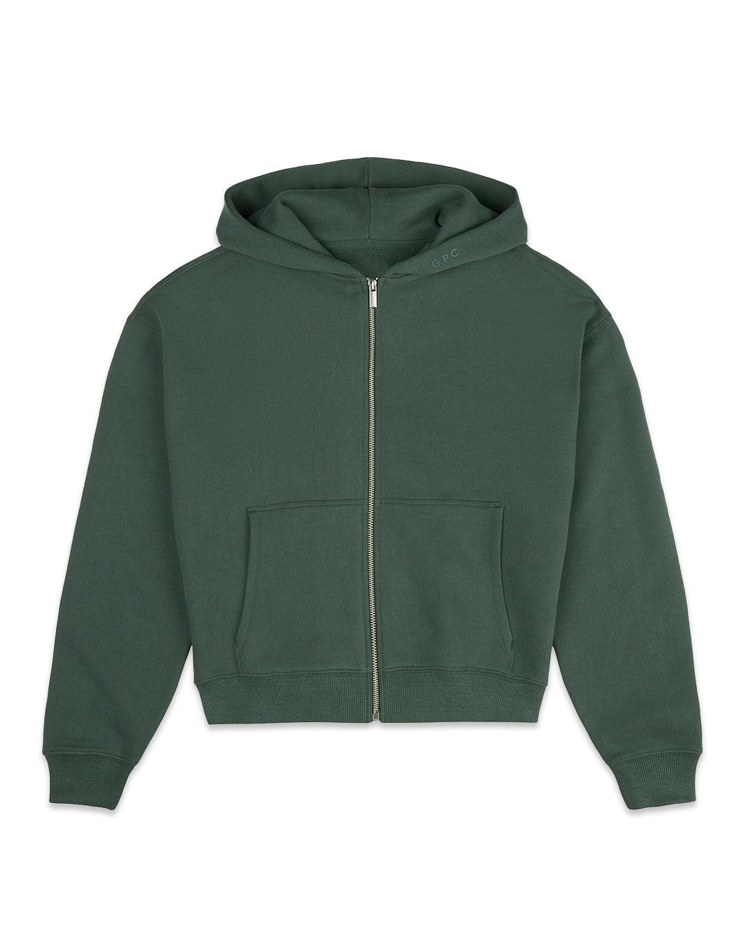 The Womens Full Zip Hoodie in Earth Green - Hoodies - Gym+Coffee IE