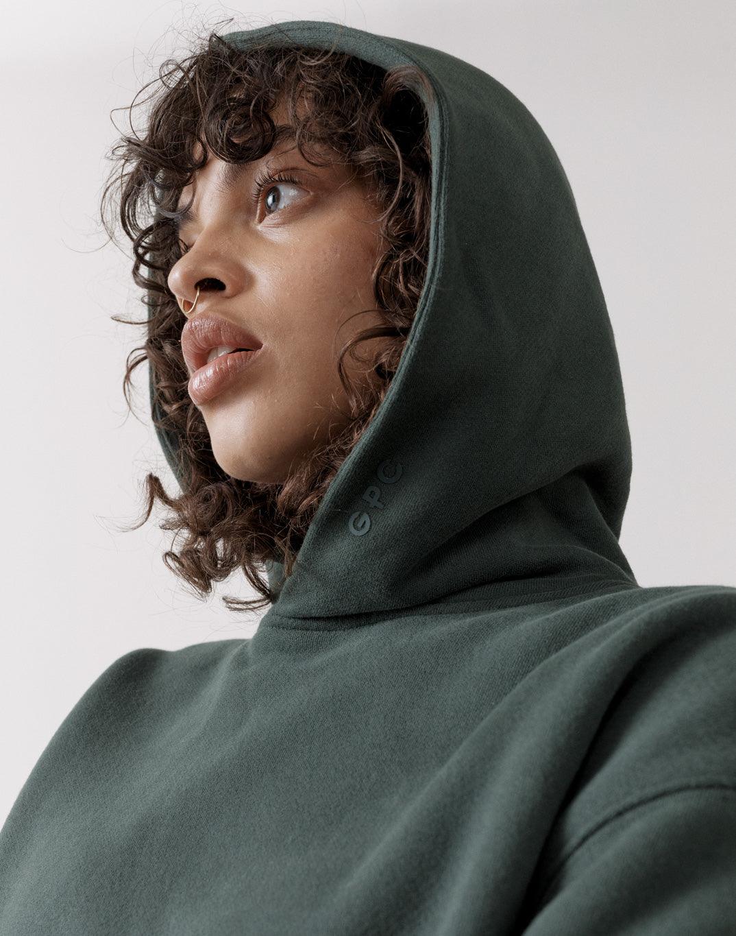 The Womens Pullover Crop Hoodie in Earth Green - Hoodies - Gym+Coffee IE