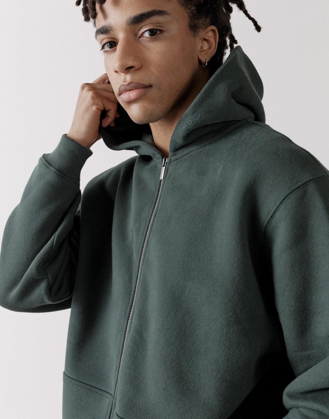 The Oversized Zip Hoodie in Earth Green - Hoodies - Gym+Coffee IE