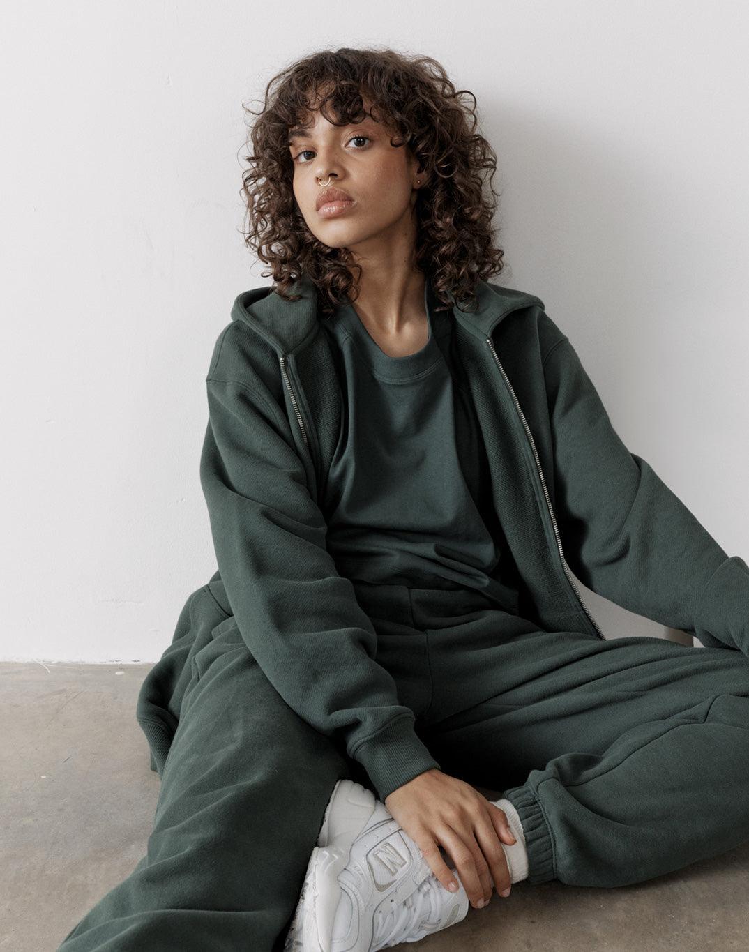 The Oversized Zip Hoodie in Earth Green - Hoodies - Gym+Coffee IE